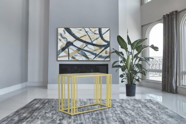 Adri Glass Top Entryway Console Table Matte Brass