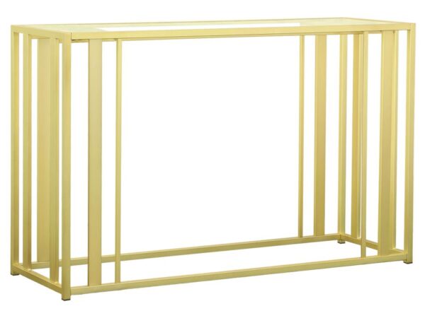 Adri Glass Top Entryway Console Table Matte Brass