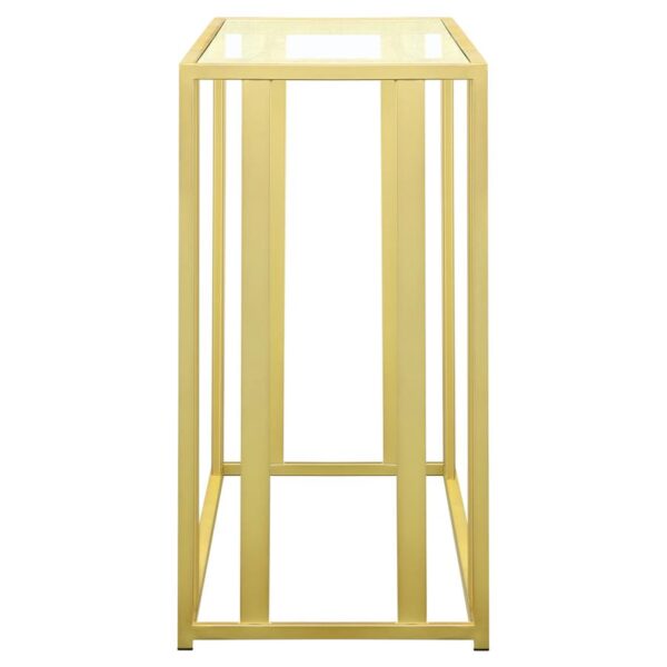 Adri Glass Top Entryway Console Table Matte Brass