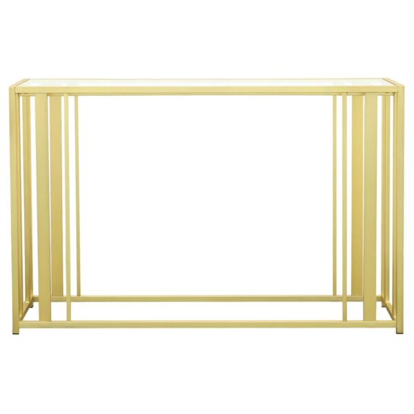 Adri Glass Top Entryway Console Table Matte Brass