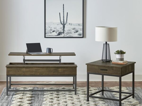 Byers 2-piece Lift Top Coffee and End Table Set Brown Oak