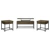 Byers 3-piece Lift Top Coffee and End Table Set Brown Oak