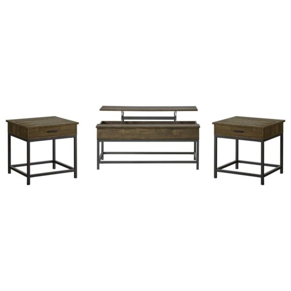Byers 3-piece Lift Top Coffee and End Table Set Brown Oak