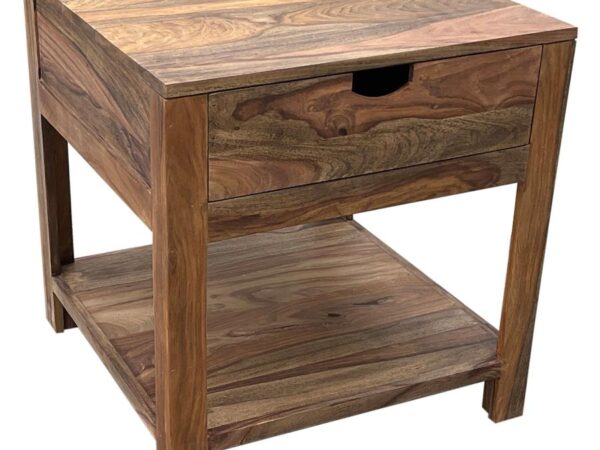 Esther 1-drawer Solid Wood Side End Table Natural Sheesham