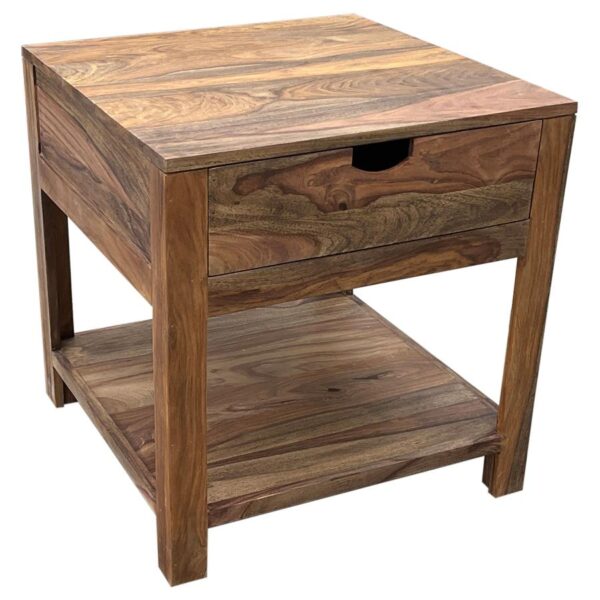 Esther 1-drawer Solid Wood Side End Table Natural Sheesham