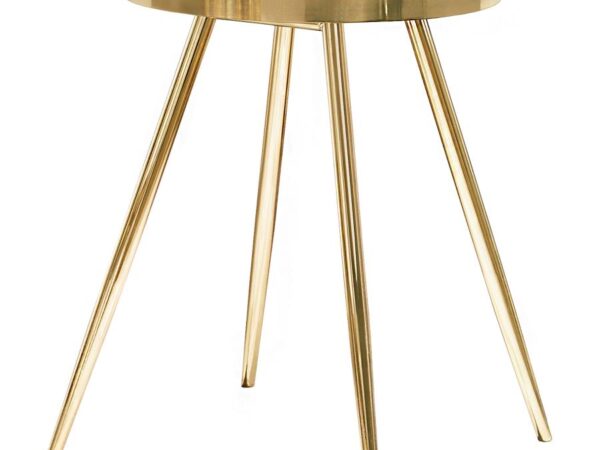 Kaelyn Round Mirror Top End Side Table Gold