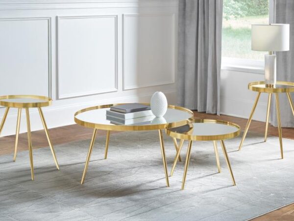 Kaelyn 4-piece Round Coffee and End Table Set Gold