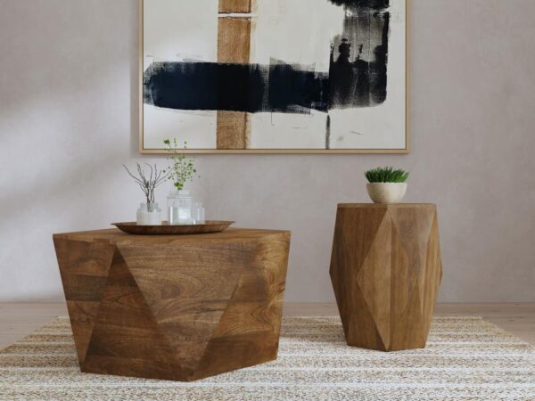 Zalika 2-piece Solid Wood Coffee and End Table Set Natural