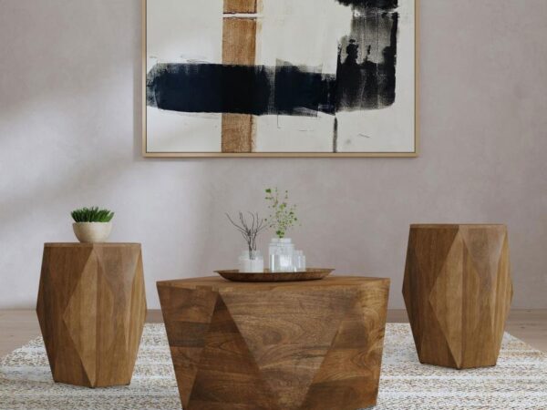 Zalika 3-piece Solid Wood Coffee and End Table Set Natural