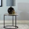 Lainey Round Faux Marble Side End Table Grey