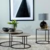 Lainey 2-piece Round Faux Marble Nesting Coffee Table Grey