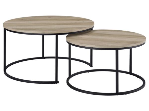 Lainey 2-piece Round Nesting Coffee Table Distressed Pine