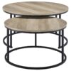 Lainey 2-piece Round Nesting Coffee Table Distressed Pine