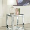 Valentina 1-shelf Square Glass Top Side End Table Silver
