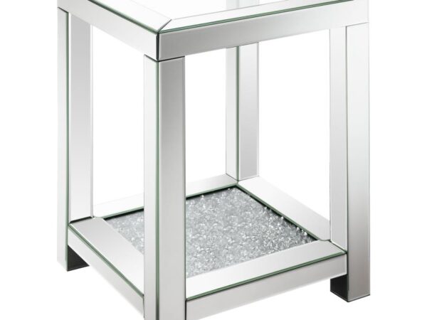Valentina 1-shelf Square Glass Top Side End Table Silver