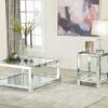 Valentina 1-shelf Square Glass Top Side End Table Silver
