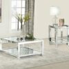 Valentina 2-piece Mirrored Coffee and End Table Set Silver