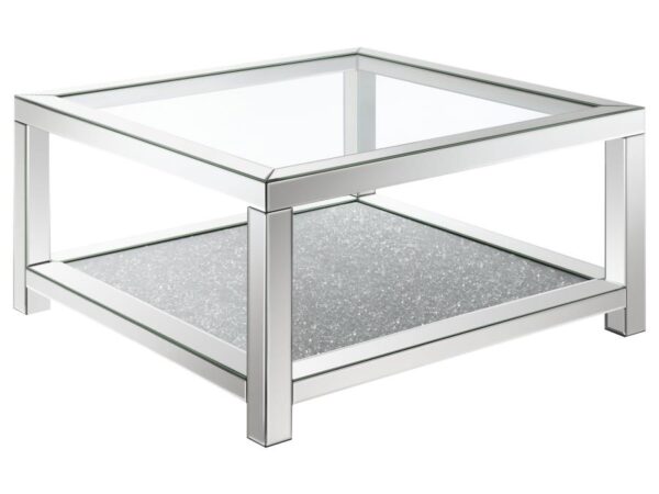 Valentina 1-shelf Square Glass Top Coffee Table Silver