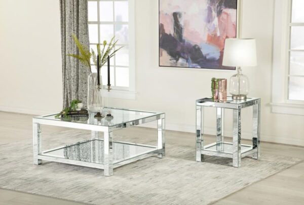 Valentina 1-shelf Square Glass Top Coffee Table Silver