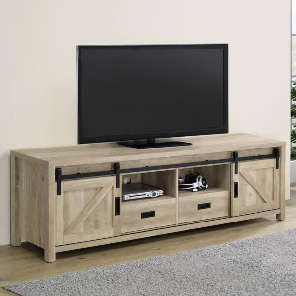 Madra 2-door Engineered Wood 79-inch TV Stand Distressed Pine
