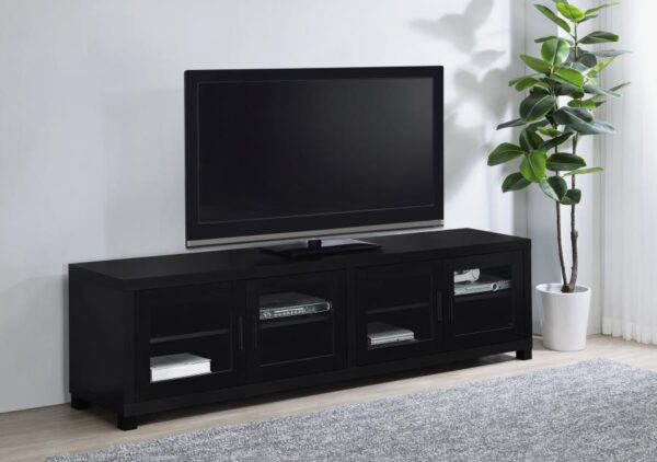 Jupiter 4-door Engineered Wood 79-inch TV Stand Black
