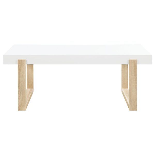 Pala Rectangular Coffee Table White High Gloss and Natural
