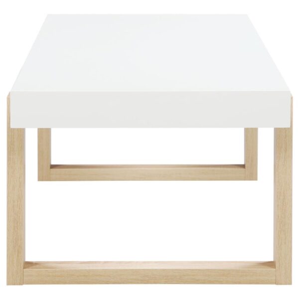 Pala Rectangular Coffee Table White High Gloss and Natural