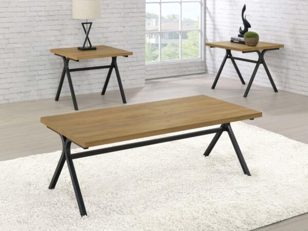 Colmar 3-piece Engineered Wood Coffee Table Set Golden Oak