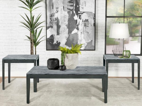 Mozzi 3-piece Coffee and End Table Set Grey Faux Marble