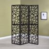 Nailan 3-Panel Room Divider Folding Screen Black Open Mosaic