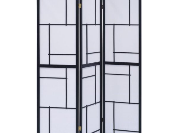 Damis 3-Panel Room Divider Folding Shoji Screen Black