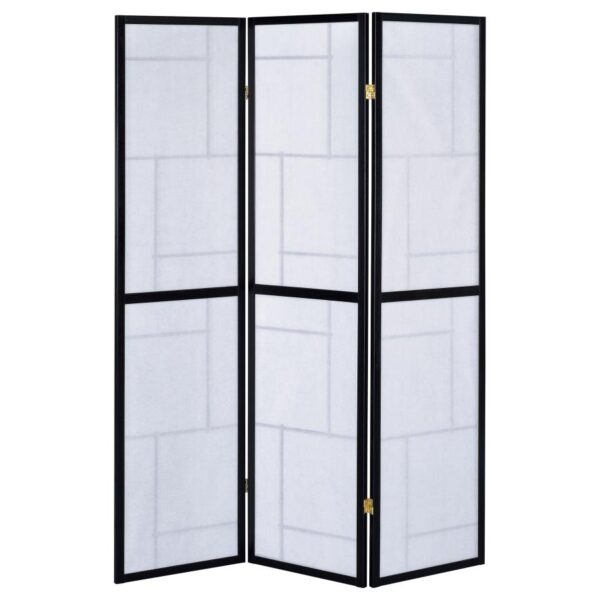 Damis 3-Panel Room Divider Folding Shoji Screen Black