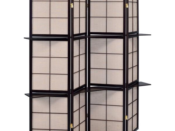 Iggy 4-Panel Room Divider Folding Shoji Screen Cappuccino