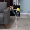 Laning Round Glass Top Acrylic Side Table Clear