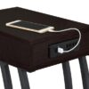 Troy 1-drawer C-Shaped Side Table Power Outlet Cappuccino