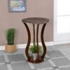 Elton Round Faux Marble Top Plant Stand Brown