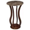 Elton Round Faux Marble Top Plant Stand Brown