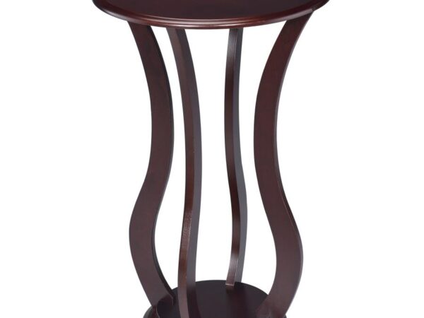 Elton Round Wood Top Accent Plant Stand Cherry