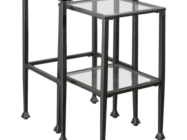 Leilani 2-piece Glass Top Nesting Table Set Black