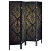 Haidera 4-Panel Room Divider Folding Screen Black Damask
