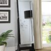 Cortez Cheval Mirror with Jewelry Storage Black
