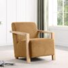 Diego Upholstered Accent Arm Chair with Wood Arms Honey
