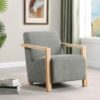 Diego Upholstered Accent Arm Chair with Wood Arms Grey