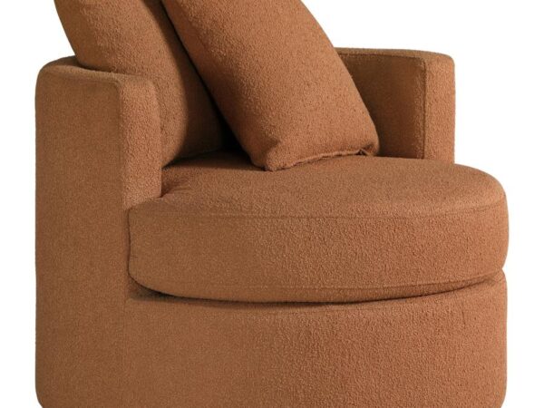 Debbie Upholstered Swivel Accent Chair Burnt Orange