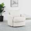 Sarco Corduroy Upholstered Swivel Accent Arm Chair Ivory