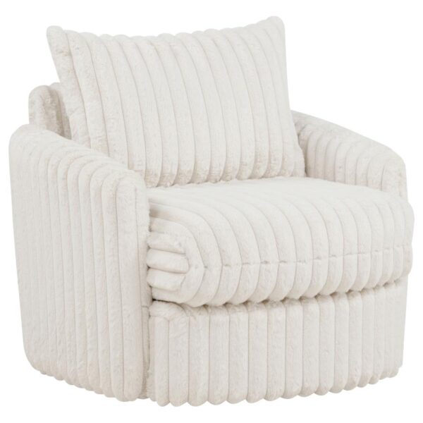 Sarco Corduroy Upholstered Swivel Accent Arm Chair Ivory
