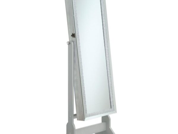 Elle Cheval Mirror with Jewelry Storage Silver