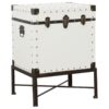Nancy Upholstered Vintage Side Table Storage Trunk White