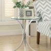 Eloise Round Glass Top Accent Side Table Chrome