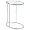 Kyle Oval Glass Top C-Shaped Sofa Side Table Chrome